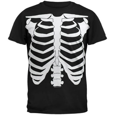 Halloween Short Sleeve T-shirt Orange w/ Glow In Dark Skeleton Kids XL 14/16 NEW